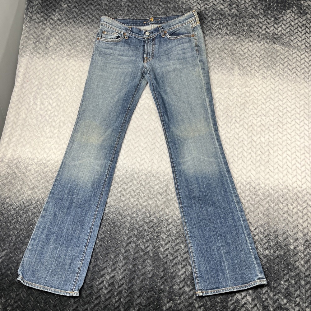 7 FOR ALL MANKIND Boot Cut Stretch Jeans Womens Size 31 VTG Y2K Flare 32x35"